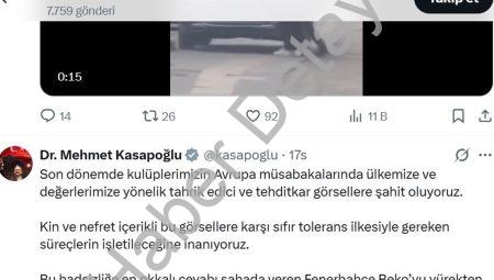 Kasapoğlu’ndan Sırp Taraftarların Irkçı Pankartına Sert Yanıt