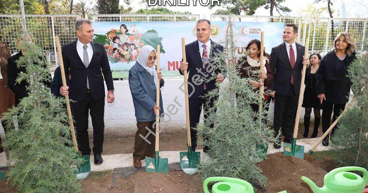 "Muğla’da Her Öğretmen İçin Bir Fidan Dikiliyor" başlıklı haber için fotorealistik, profesyonel bir