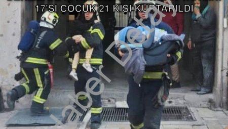 Denizli’de İş Hanında Korkutan Yangın: 17’si Çocuk 21 Kişi Kurtarıldı