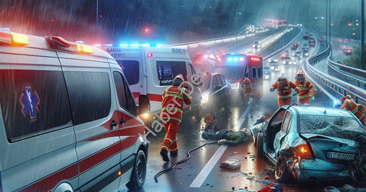 "Ödemiş'te Korkutan Kaza: Hatalı Sollama 3 Kişiyi Hastanelik Etti" başlıklı haber için fotorealistik