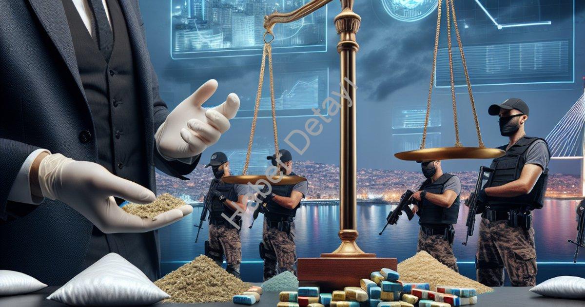 "İzmir'de Narkotik Operasyonu: Dev Miktarda Uyuşturucu Yakalandı" başlıklı haber için fotorealistik,