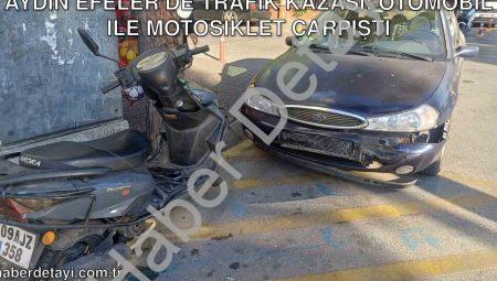 Aydın Efeler’de Trafik Kazası: Otomobil ile Motosiklet Çarpıştı