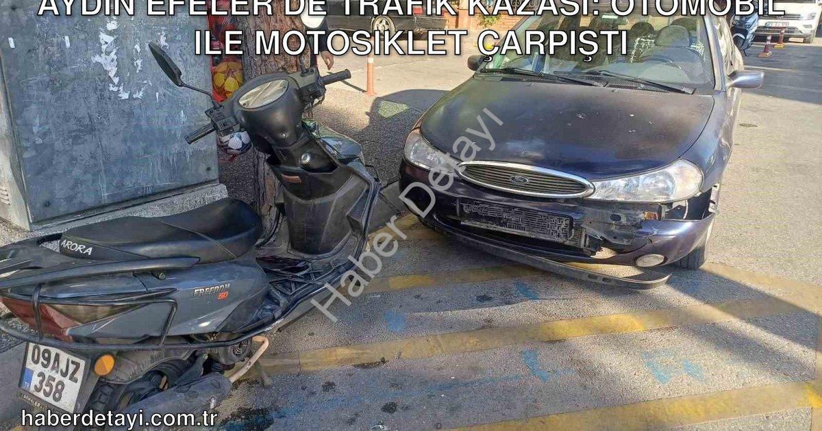 "Aydın Efeler'de Trafik Kazası: Otomobil ile Motosiklet Çarpıştı" başlıklı haber için fotorealistik,