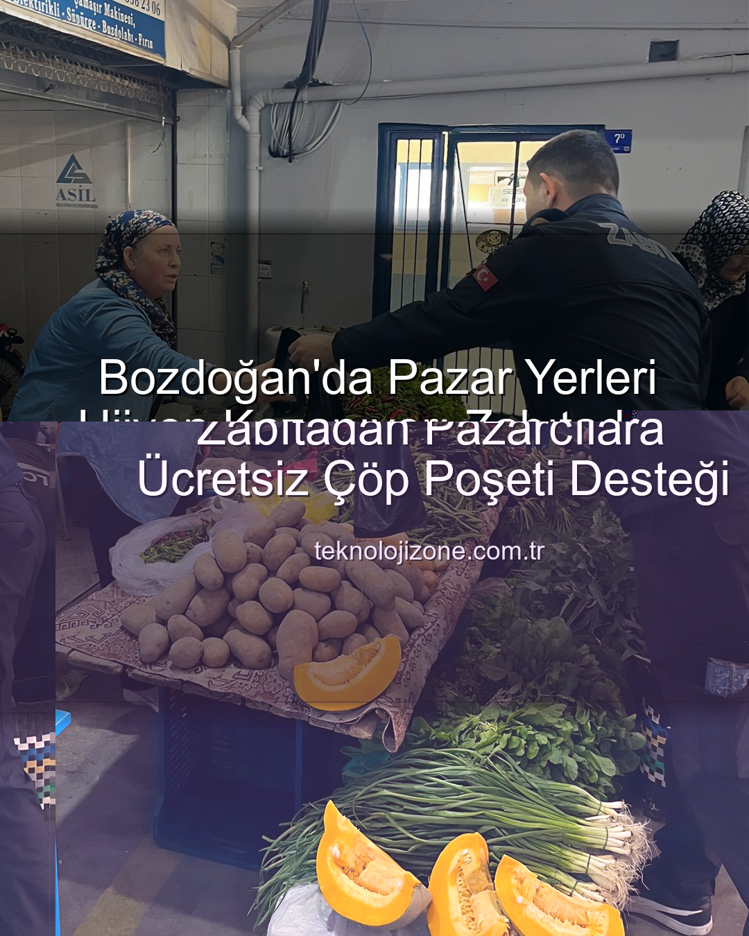 pazar yeri hijyeni - Bozdoğan'da Pazar Yerleri Hijyen Kazanıyor: Zabıtadan Esnafa Çöp Poşeti Desteği