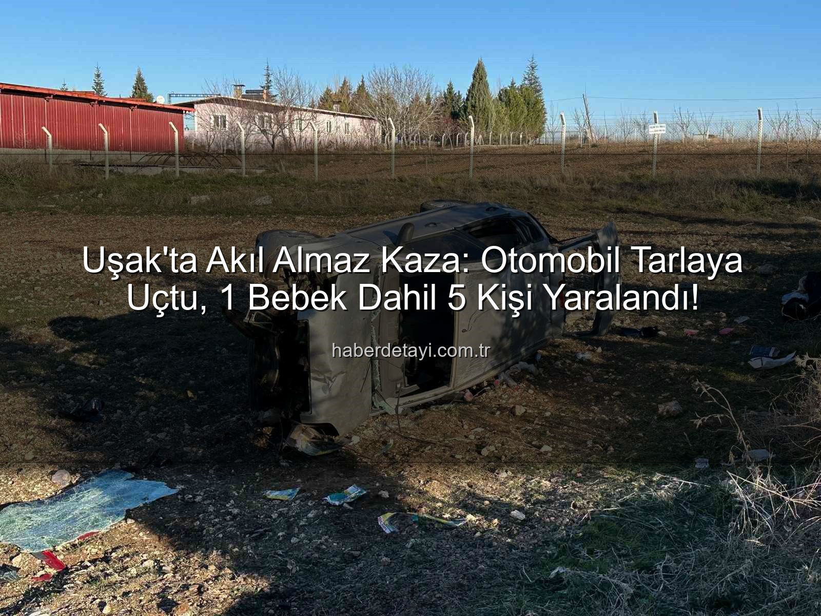 Uşak'ta Akıl Almaz Kaza: Otomobil Tarlaya Uçtu, 1 Bebek Dahil 5 Kişi Yaralandı!